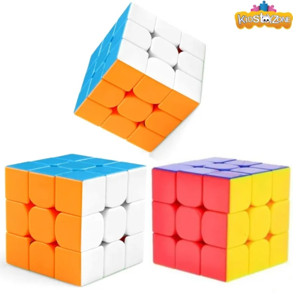 For kids and adults, Sloies Cubes 3x3 Stickerless Magnetic High Speed Cube Puzzle Enchantment Quick Stress-Relieving Cube Brainstorming Gift for Children in Bulk (Multicolor) three-piece pack