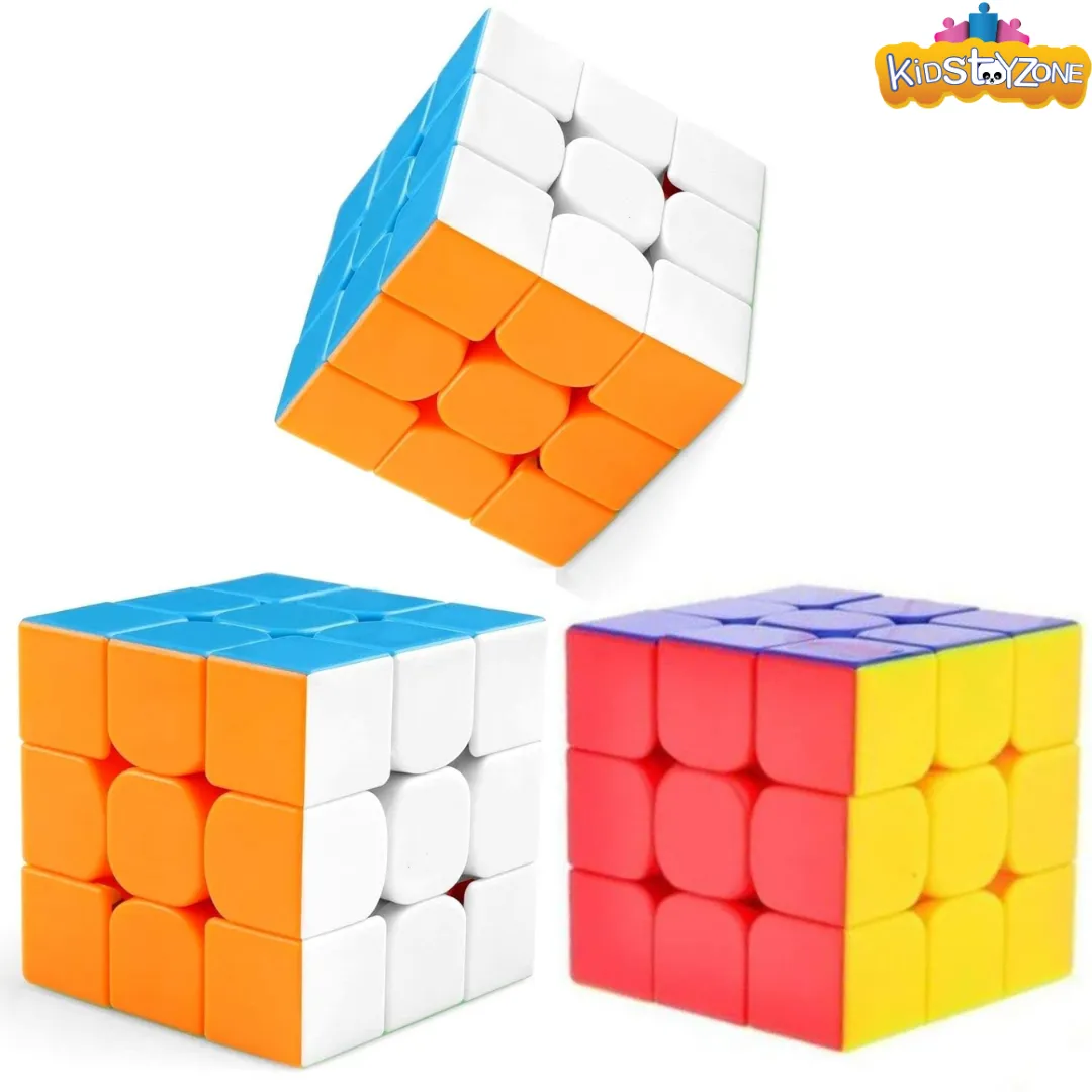 For kids and adults, Sloies Cubes 3x3 Stickerless Magnetic High Speed Cube Puzzle Enchantment Quick Stress-Relieving Cube Brainstorming Gift for Children in Bulk (Multicolor) three-piece pack