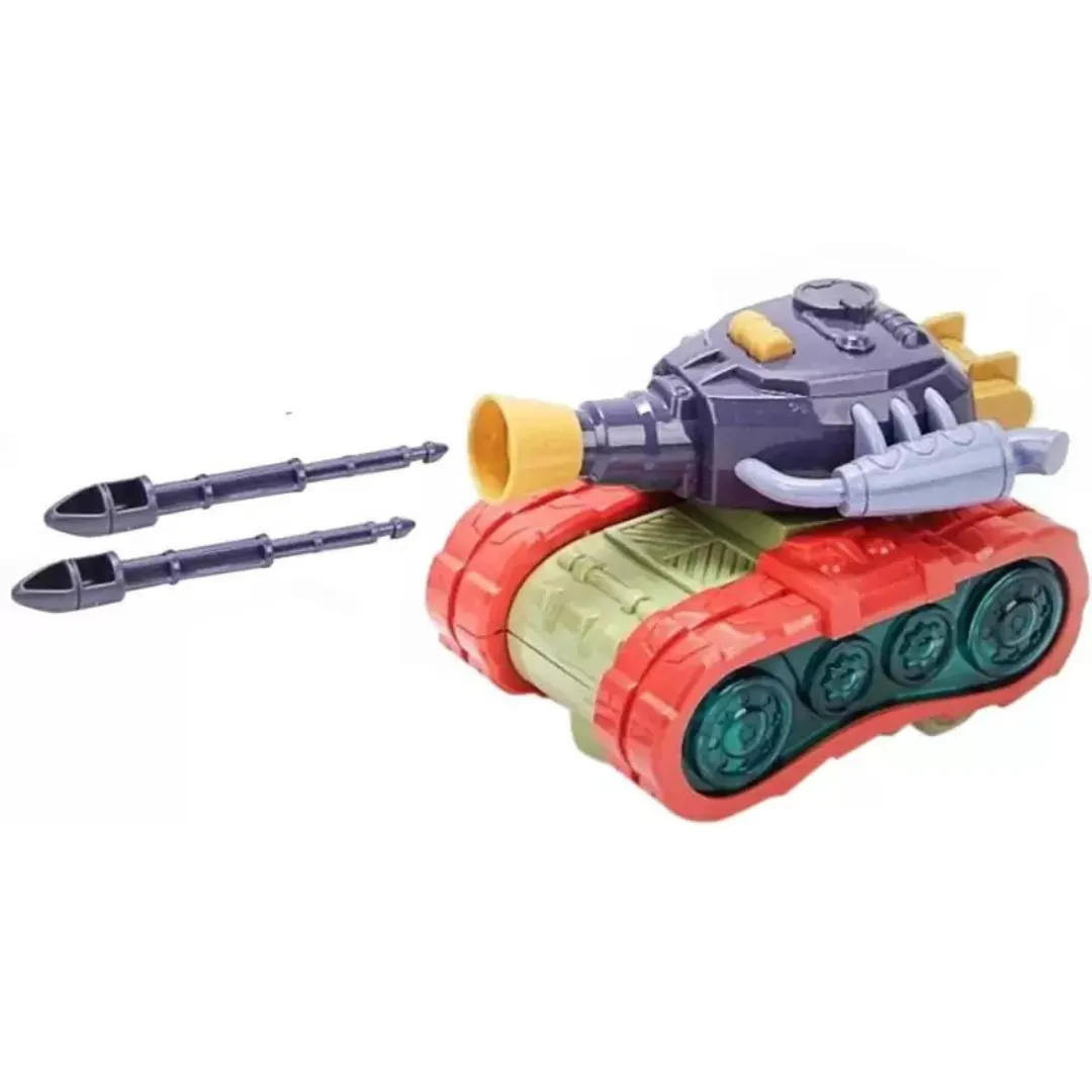 indusBay Light Sound Mini Cartoon Army Tank Missile Launcher Universal Motion Car Toy (Multicolor, Pack of: 1)