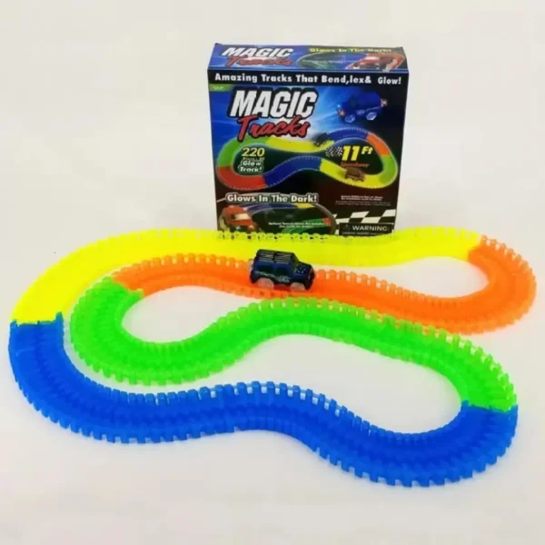 Jainixi Sales Magic Tracks (220pcs) Toy Glow in The Dark Electric LED Cars Twister Tracks with LED Car (Multicolor, Pack of: 1)