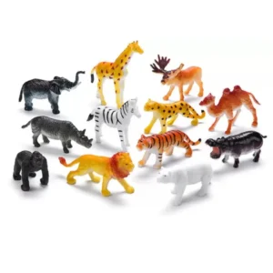 TURTLEINDIA 12pc Jumbo Jungle Animal World For Kids | Animal Playset (Multicolor)