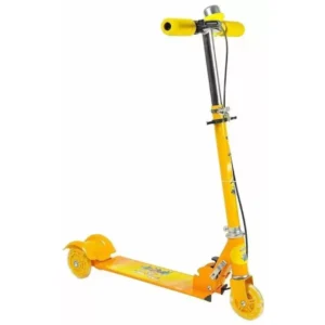 Maxigo Folding 3 Wheel Scooter Cycle With Adjustment Height, Light, Brake And Bell (Yellow)