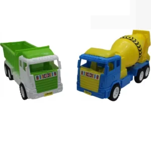 Neoinsta Shopping Combo of 2 Friction-based White|Green Dumper Blue|Yellow Cement Mixer Trucks (Pack of: 2)