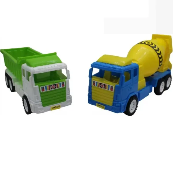 Neoinsta Shopping Combo of 2 Friction-based White|Green Dumper Blue|Yellow Cement Mixer Trucks (Pack of: 2)