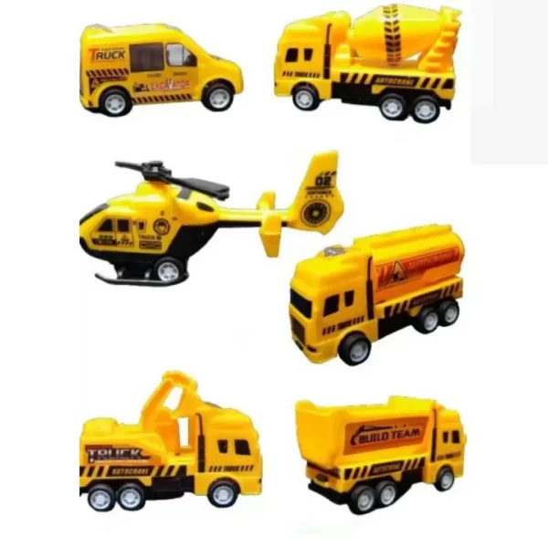 Q8 Twinkle Mini Metal Die Cast Team Truck 6-Piece Vehicle Trucks Play Set for Kids Engineering Automobile Construction Car Toys (Yellow, Pack of: 6)