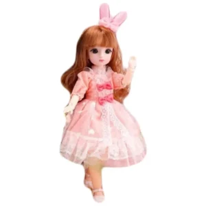 Tickles Set Movable Jointed Makeup Cute Girl Brown Eyes Fashionable Doll for Kids Girls (Size: 30 cm Color: Pink)