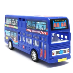 Medium Size Double Decker Plastic Bus Friction Toy (Multicolor)