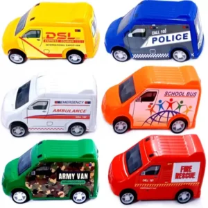 PRANSO Pull Back Car Vehicles Army Van, School Bus, Fire Rescue, Ambulance, Toy For Kids (Multicolor, Pack of: 6)