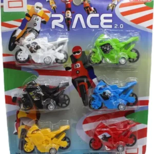 neoinsta shopping Pull back 6pc colorful plastic racing bike toys for kids (Multicolor, Pack of: 1)