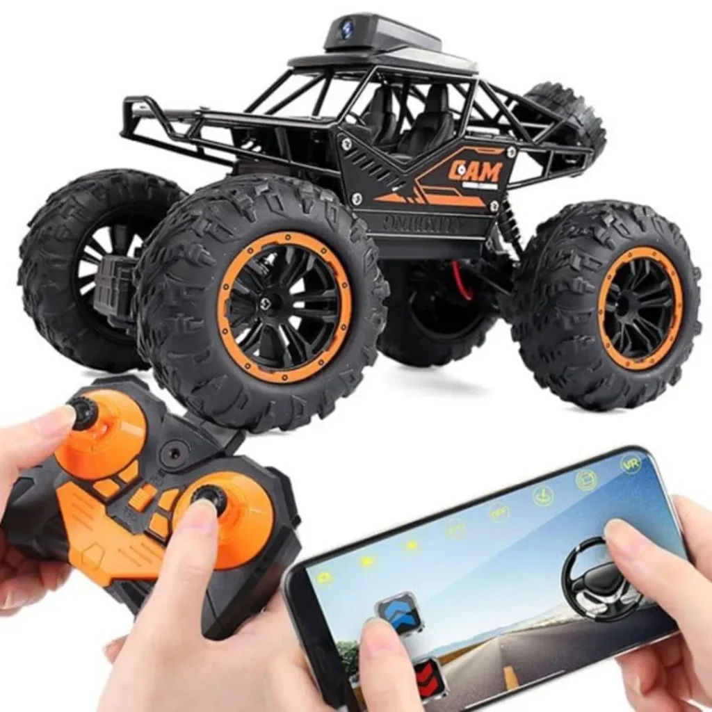 UFO and Company 4WD Remote Control Car RC Cars with 720P HD FPV WiFi Camera, 2.4 GHz 1:18 Scale Off-Road Remote Control HD Camera Rock Crawler Monster Truck Toy