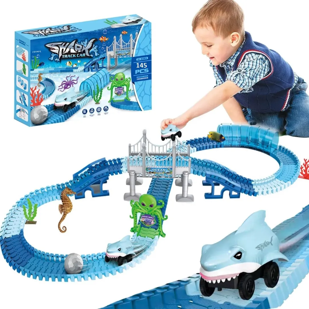 Amitasha Adventure Shark Car Race Track Toy for Kids Boy Girls Building Ramp DIY Set