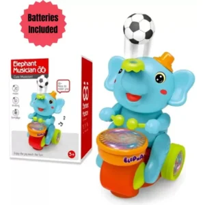 Ditto Goods Musical Walking Elephant Drummer Toy with Levitation Ball, Flash Lights & Sound (Multicolor)