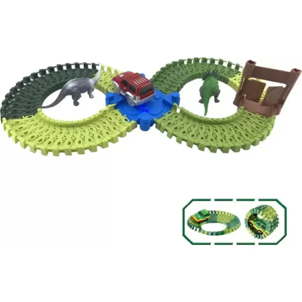 Miss & Chief Dino Flexible Track Set Including LED Light Car  (Multicolor)