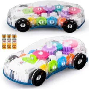 FIDDLERZ 3D Transparent Concept Racing Car 360 Degree Rotation Musical Sound Toy for Kids (Multicolor)