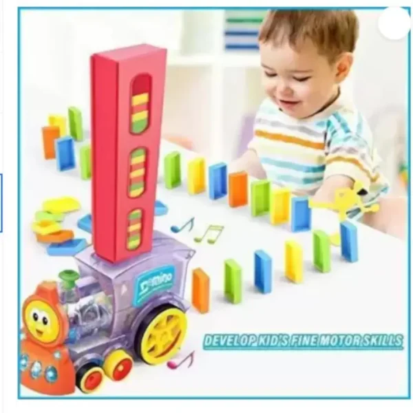 TinyTales Funny Train (IND*10) Choochoo Filling 60 Dominoes in Battery Toy for Kids (Multicolor)