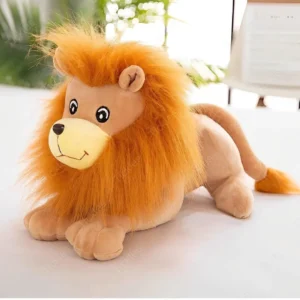 Tickles Sleeping Jungle Lion Leo Soft Stuffed Plush Animal Toy for Kids Room (Size: 30 cm Color: Brown)