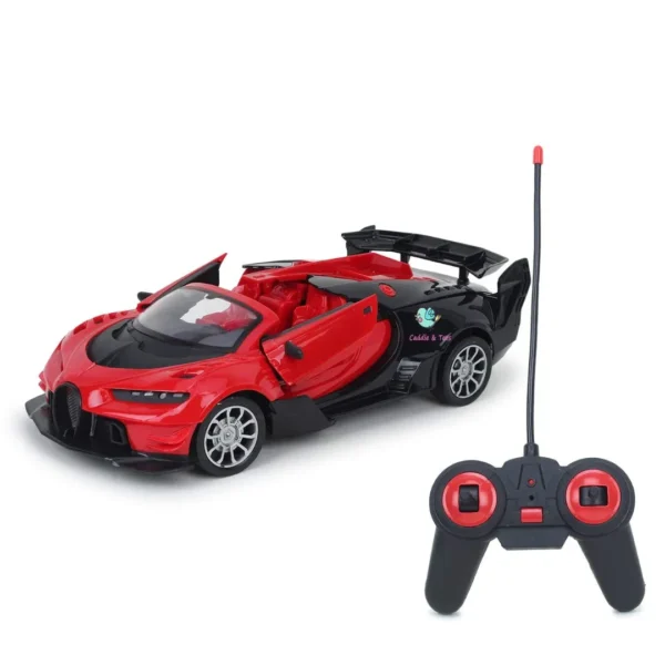 CADDLE & TOES Car Bugatti Racing Car with Remote Control/Automatic Opening Roof/Doors Multi Channel Multi Terrain Ride/Extra gripped Tyre/High Speed (Bugatti, Red)