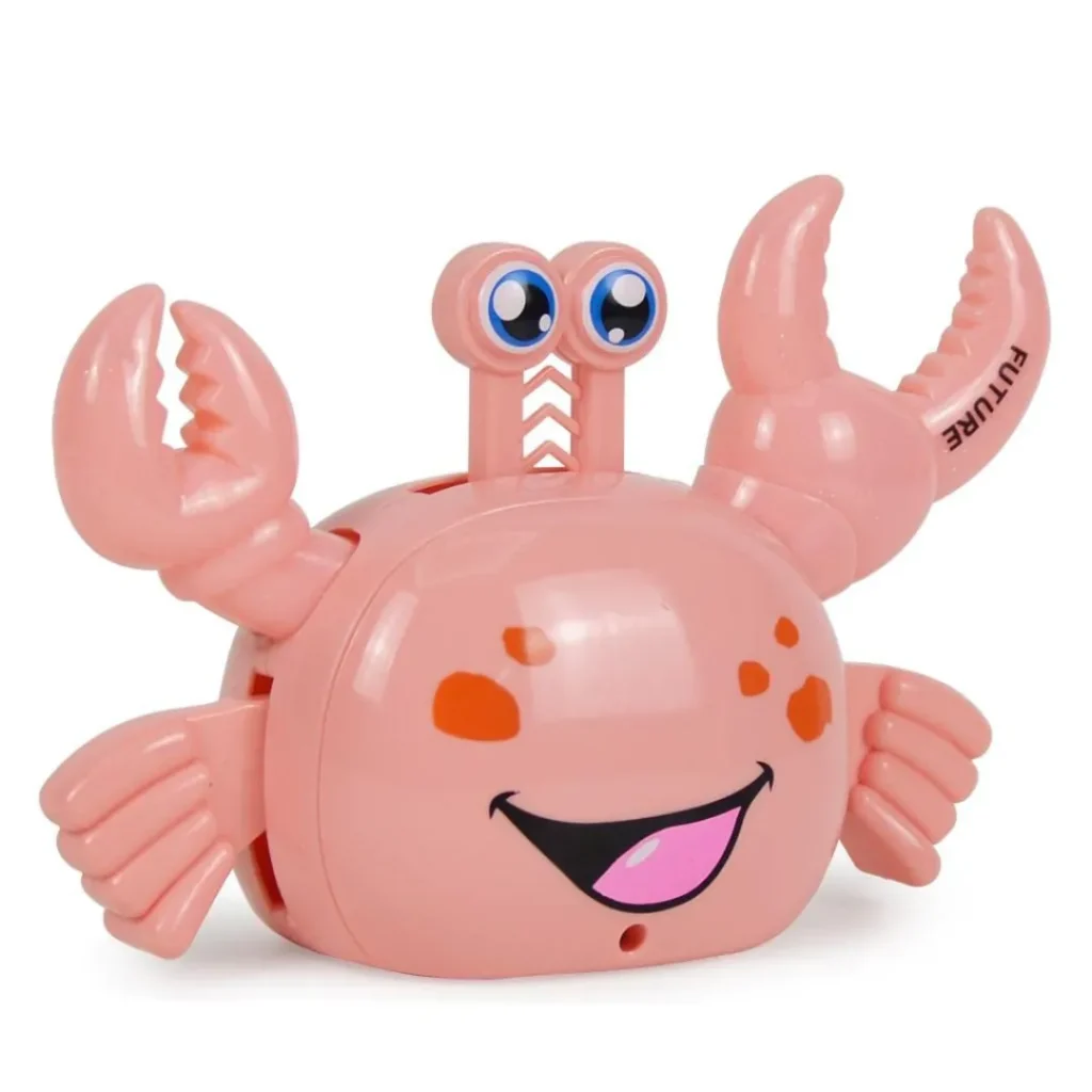 Trendy Retail Electric Crab Toys Pull Back Sound Colorful Light Auto Rotation Animal Model Pink