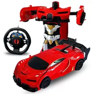 IndusBay 2 Channel Remote Controlled Deformation Sports Car Robot RC Car Toy for boys  (Red)